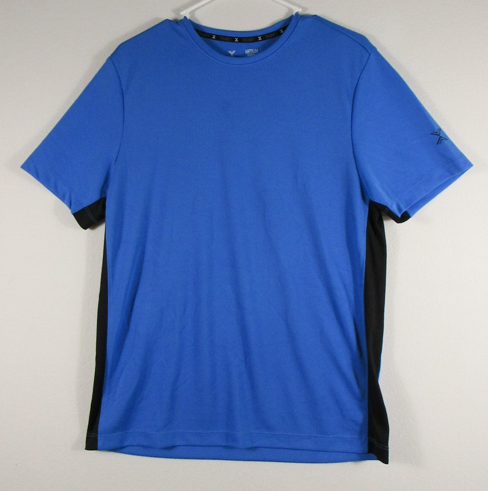 Xersion Mens Training T-Shirt Short Sleeve Crew Neck Size M Blue/ Black