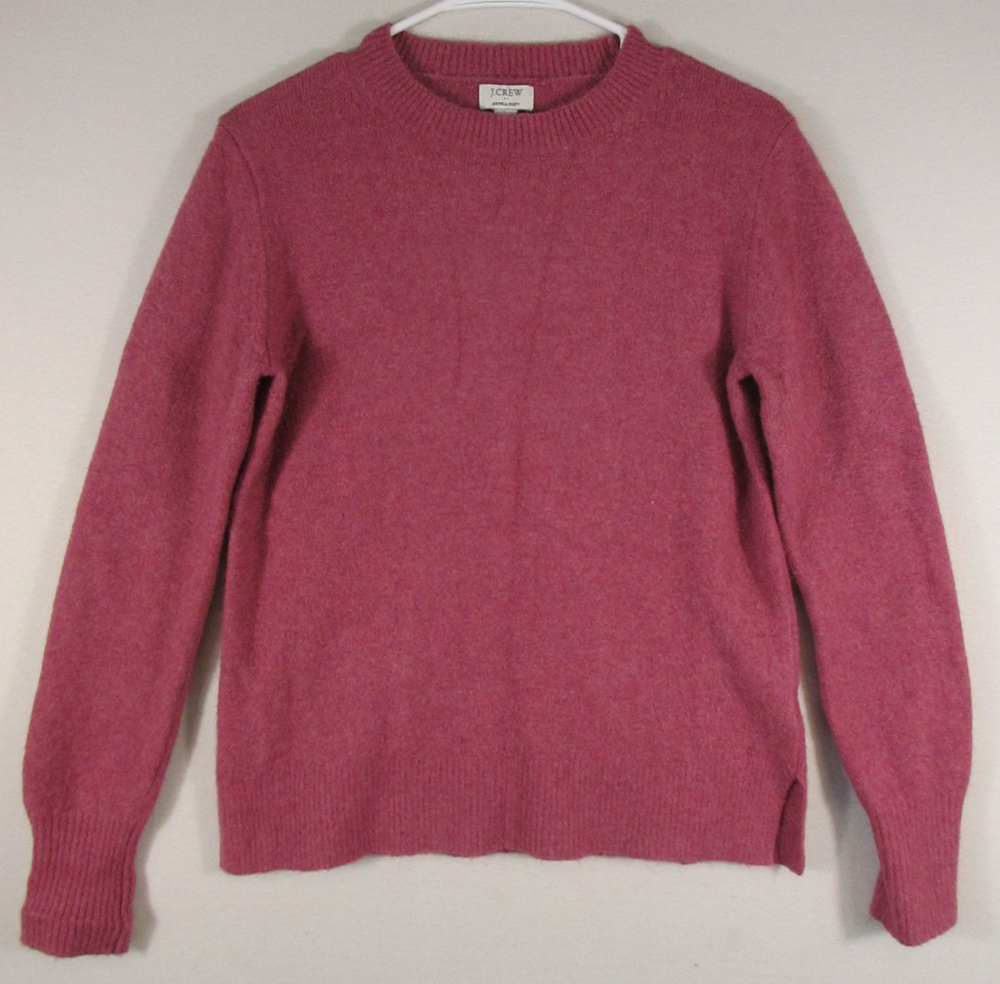 J.Crew Womens Extra Soft Crew Neck Sweater Ribbed Long Sleeve Sz S Dark Pink