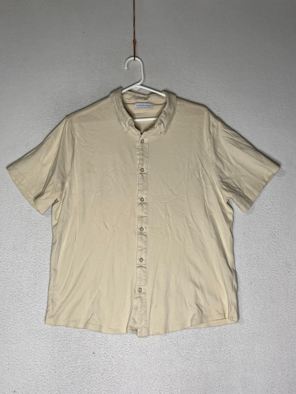 Geoffrey Beene Beige Collared Short Sleeve Button-Up Shirt Men's Size Medium
