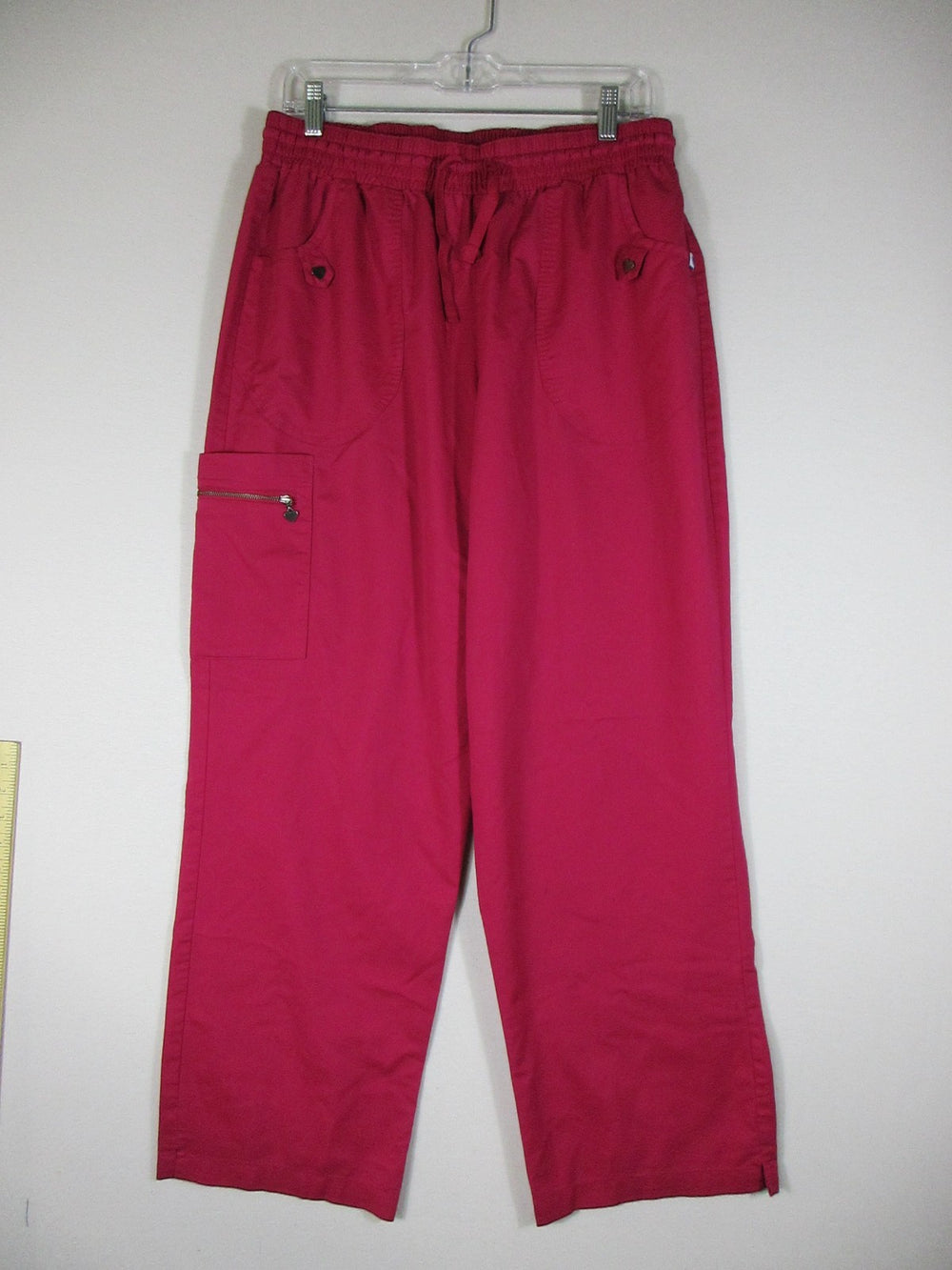 Nurse Mates Womens Trouser Pant Straight Leg Cargo Pocket High Rise Size XL Pink