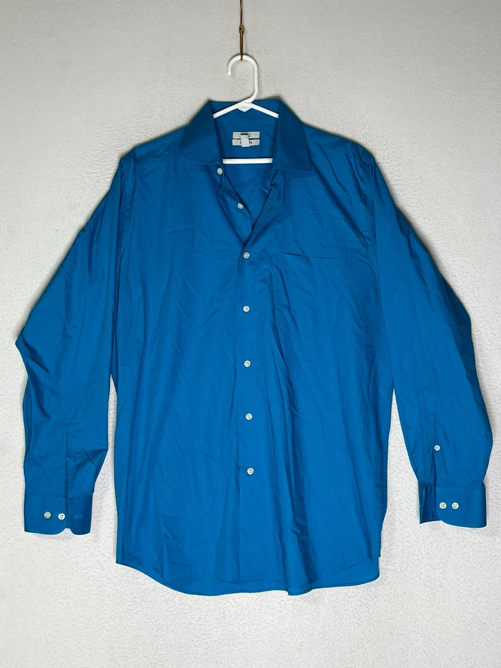 Croft & Barrow Blue Button Up Shirt Chest Pockets Classic Fit Mens Size Large