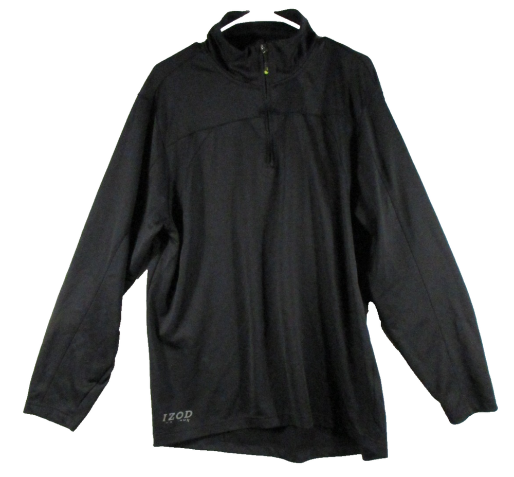 Izod Mens PerformX 1/4 Zip Sweatshirt Mock Neck Long Sleeve Size L Black