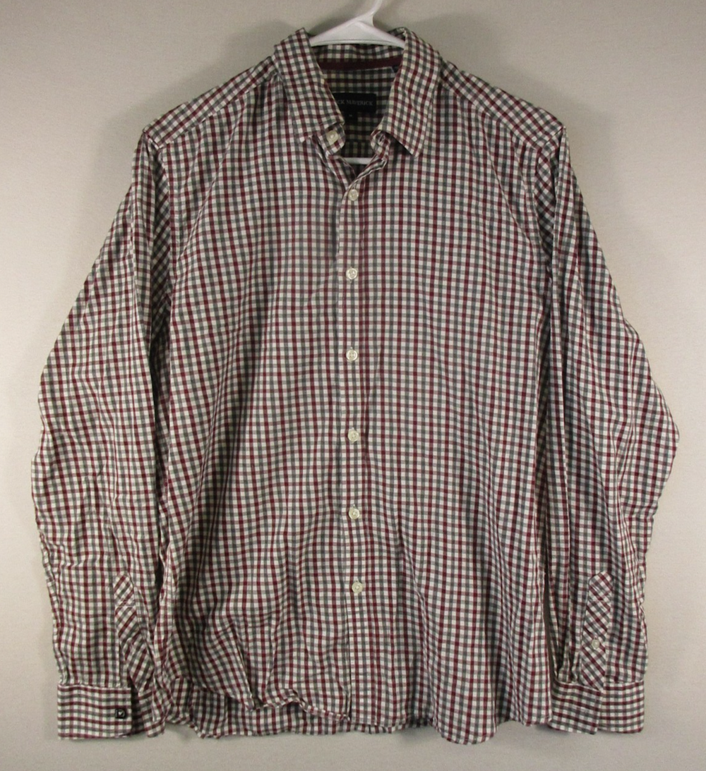 Jack Maverick Mens Button-Up Plaid Shirt Long Sleeve Collared Size M Multicolor
