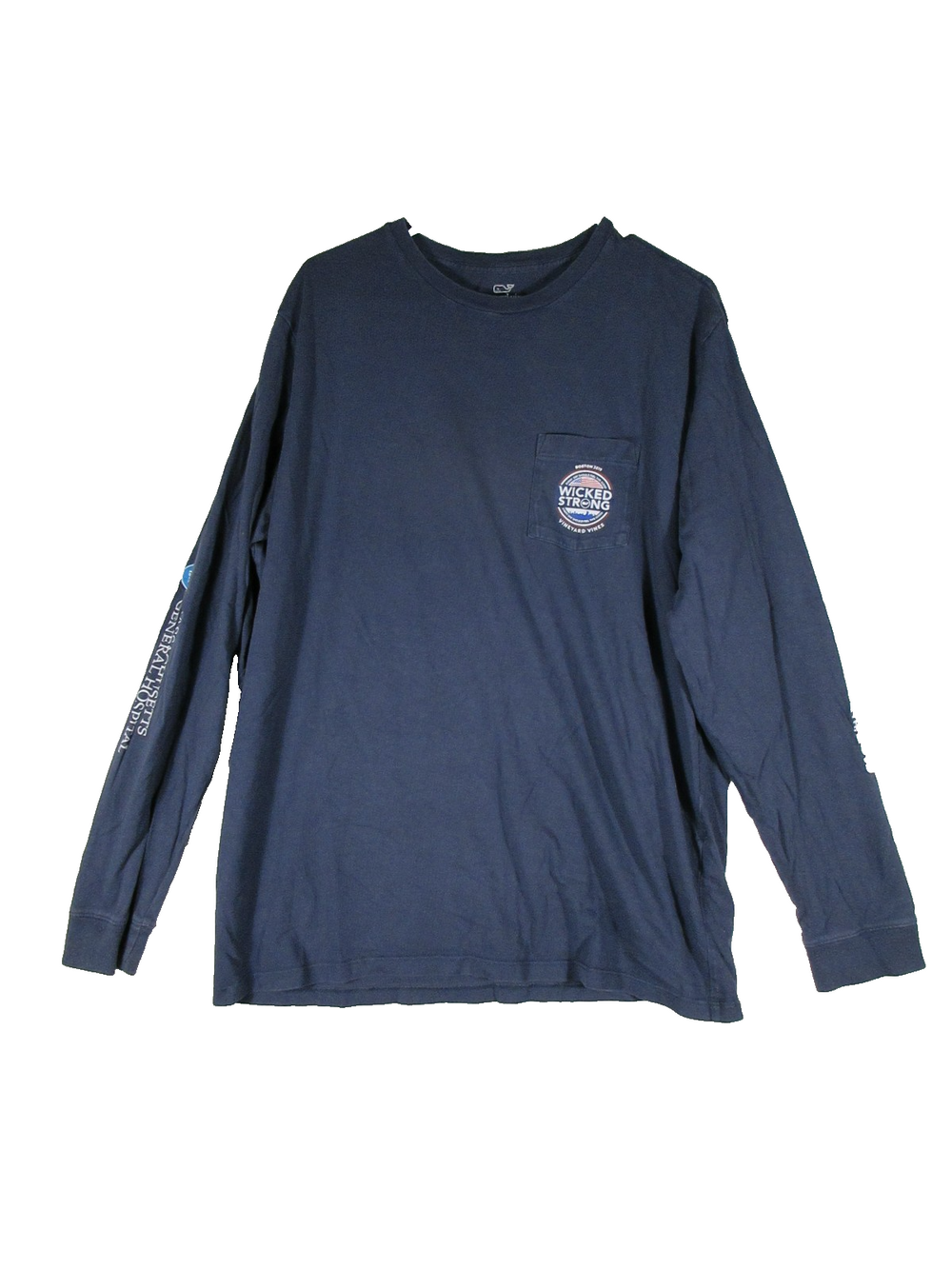 Vineyard Vines Mens Wicked Strong T-Shirt Long Sleeve Pocket Size L Blue