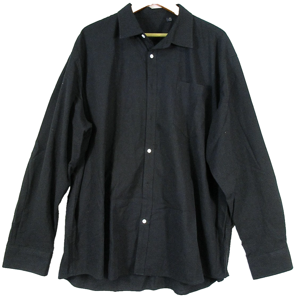 Unbranded Mens Stretch Button Front Shirt Long Sleeve Collared Size 3XL Black