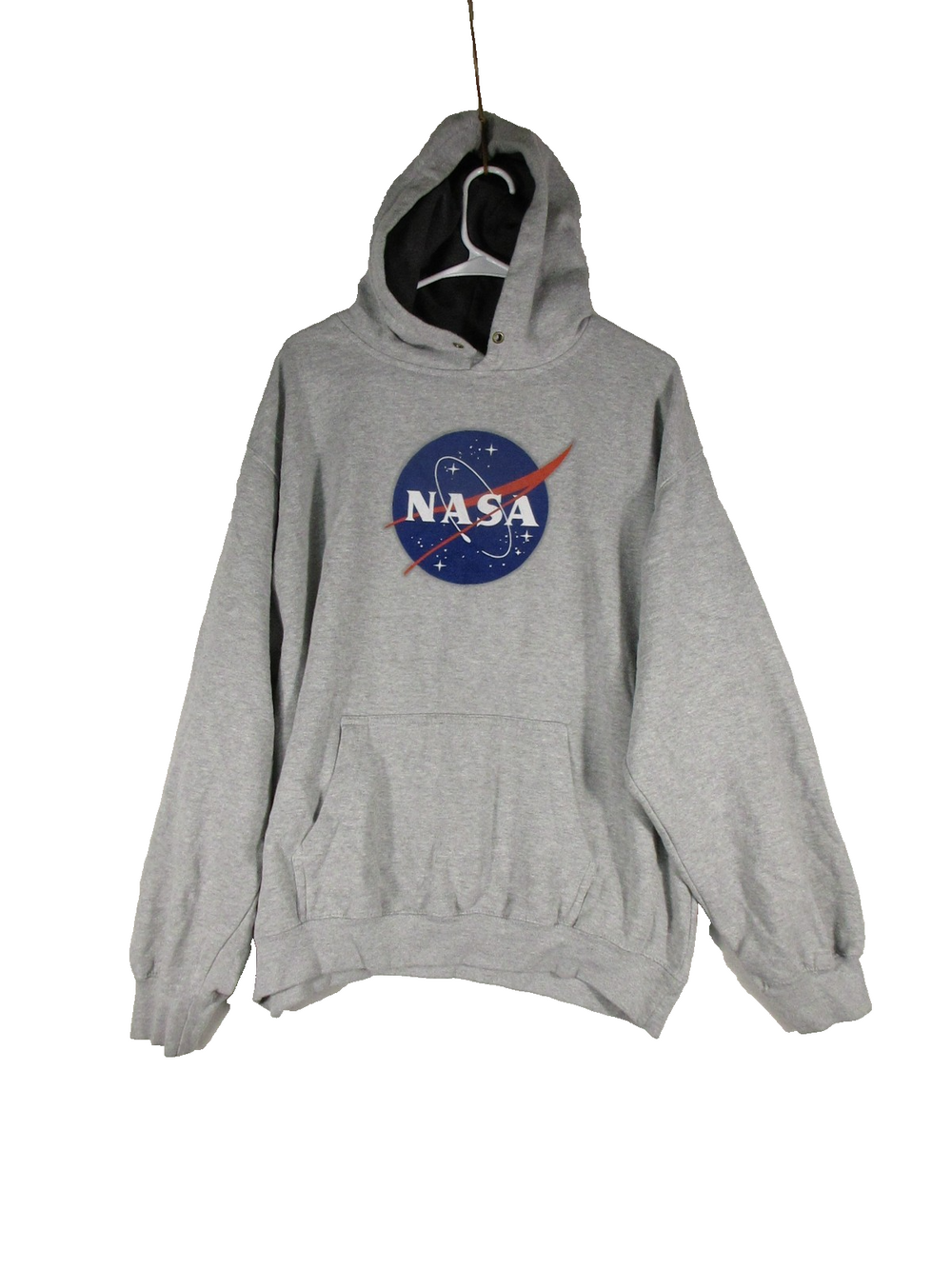 Nasa Mens Pullover Graphic Hoodie Sweatshirt Long Sleeve Pockets Size S Gray
