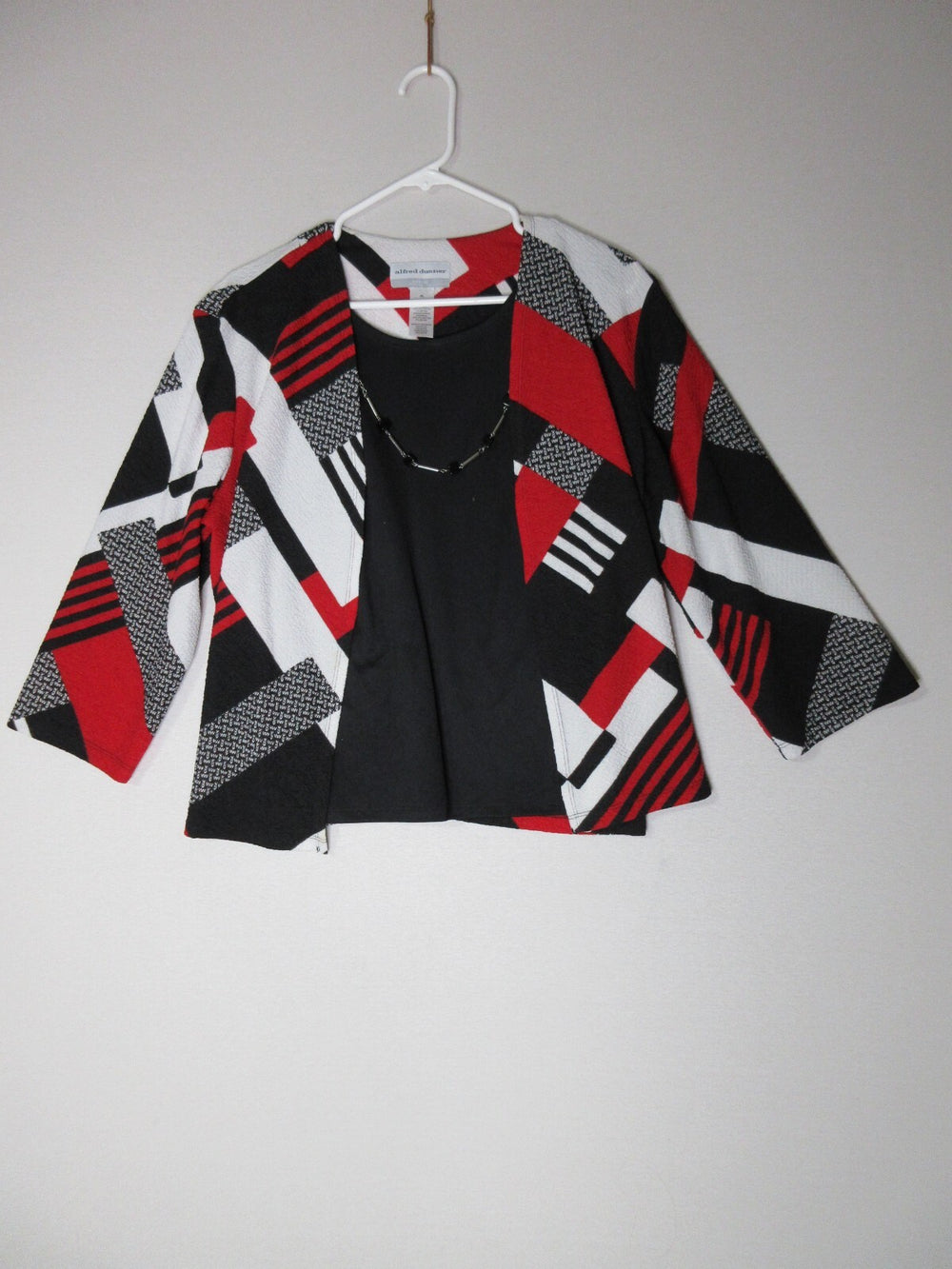 Alfred Dunner Womens Geometric Print Top Blouse Long Sleeve Size PL Multicolor