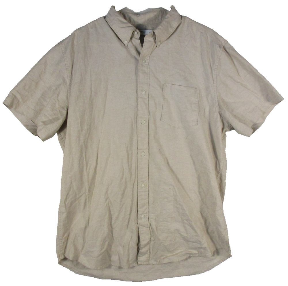 Sonoma Goods For Life Mens Button-Up Polo Shirt Short Sleeve Pocket Size L Beige