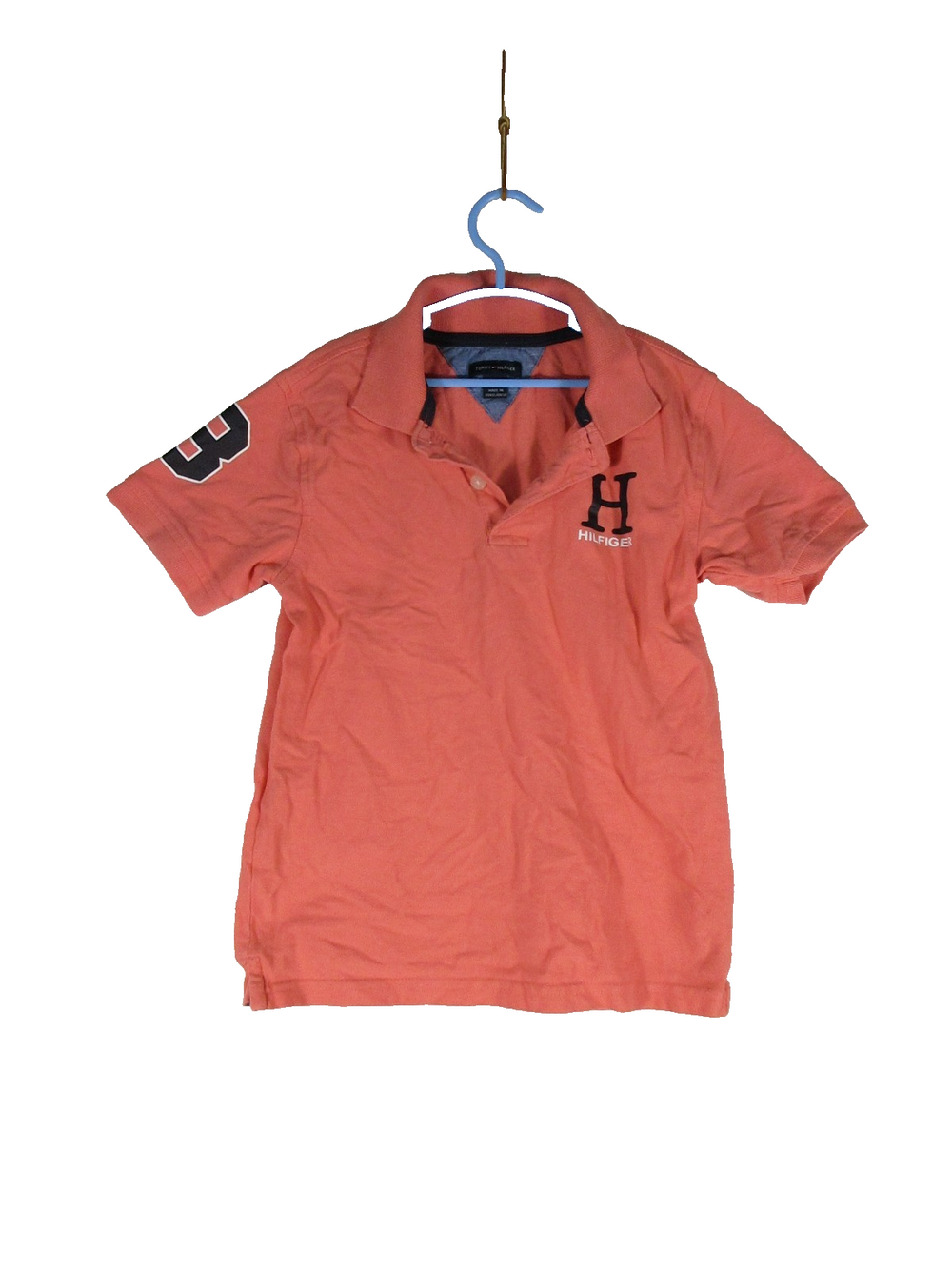 Tommy Hilfiger Mens Button-Up Short Sleeve Polo Shirt Embroidered Size 7 Pink