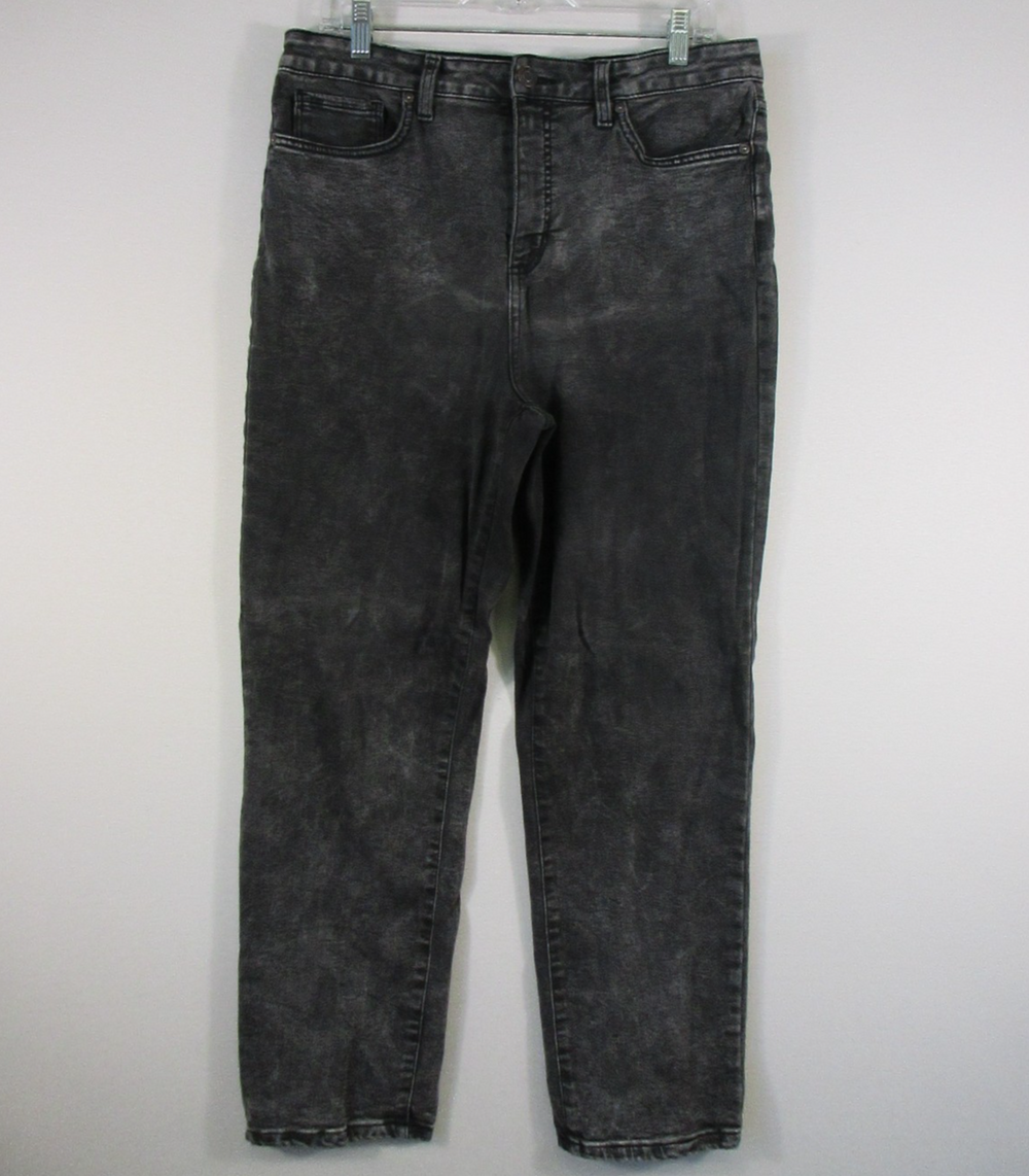 Lauren Conrad Womens High Waist Straight Jeans Button Fly Pockets Size 14 Black