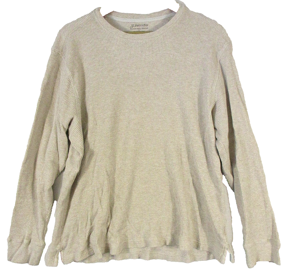 St John's Bay Mens Pullover Crew Neck Sweater Long Sleeve Size L Beige