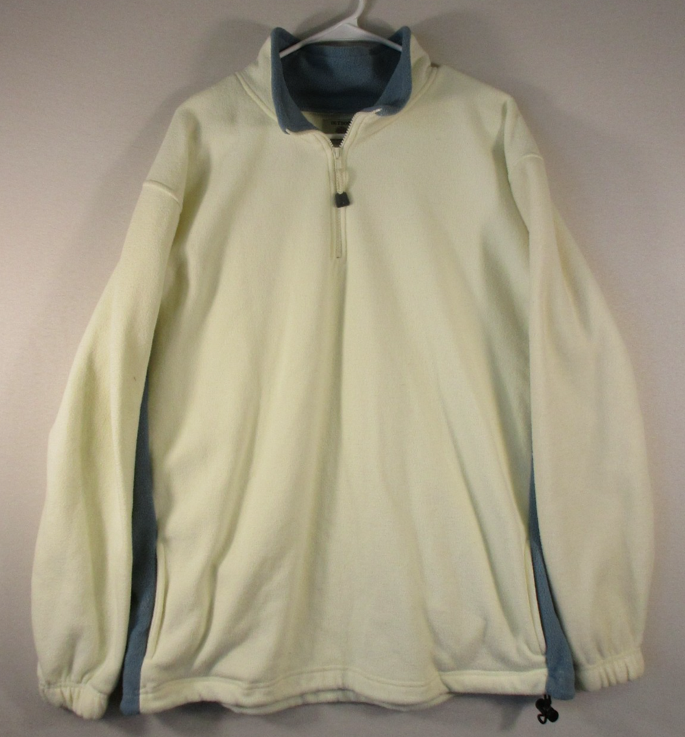 Outdoor Expedition Mens Zip-Up Fleece Jacket Long Sleeve Collared Size XL Cream