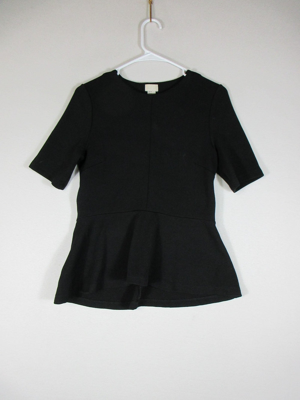 H&M Womens Crew Neck Top Blouse Lightweight Short Sleeve Size 6 Black