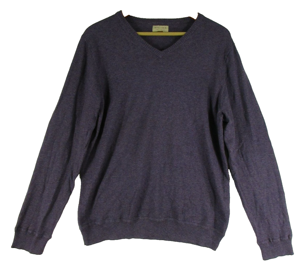 Sonoma Sweater Mens L V Neck Pullover Long Sleeve Purple Heather Classic Casual