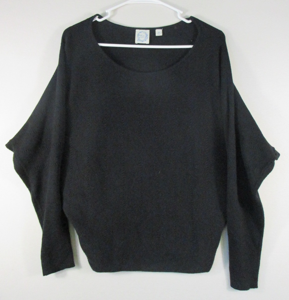 Blue Rain Womens Pullover Knit Sweater Boat Neck Long Sleeve Size M Black