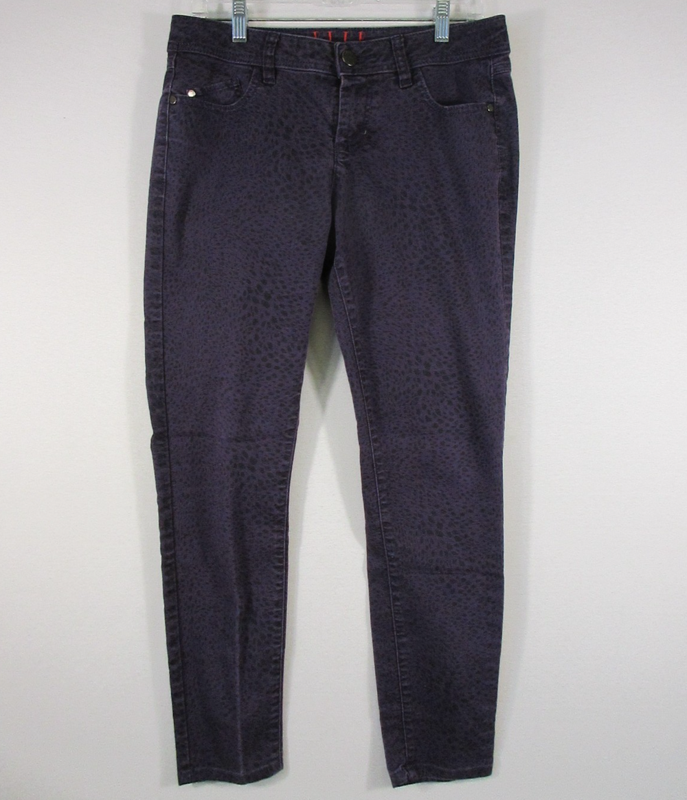 Ellie Womens Mid Rise Straight Jeans Stretch Denim Pockets Size 8 Purple