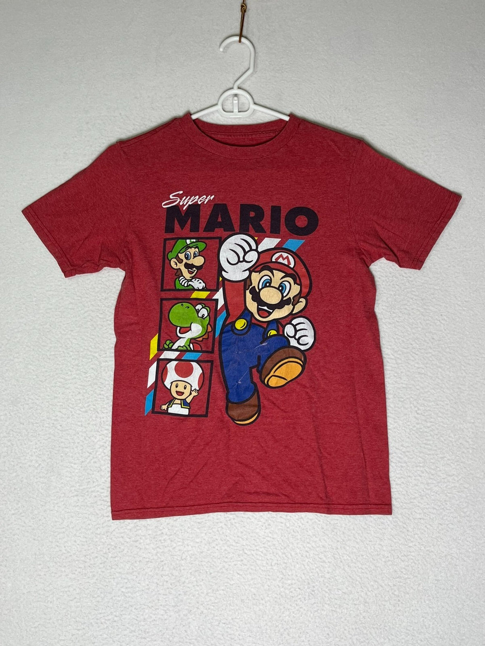 Vintage Super Mario Red Short Sleeve Graphic T-Shirt Crew Neck Youth Size Large