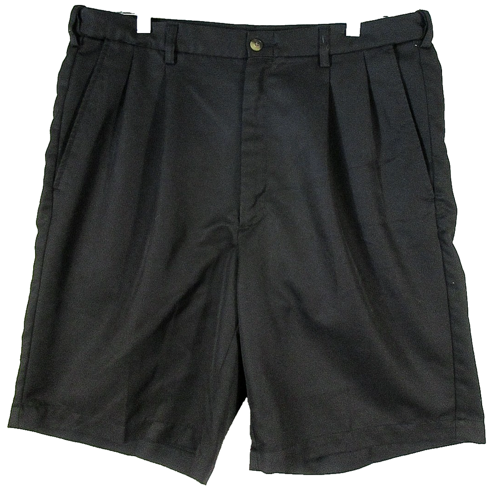 Unbranded Mens High Waist Pleated Chino Shorts Button Fly Pockets Size 34 Black