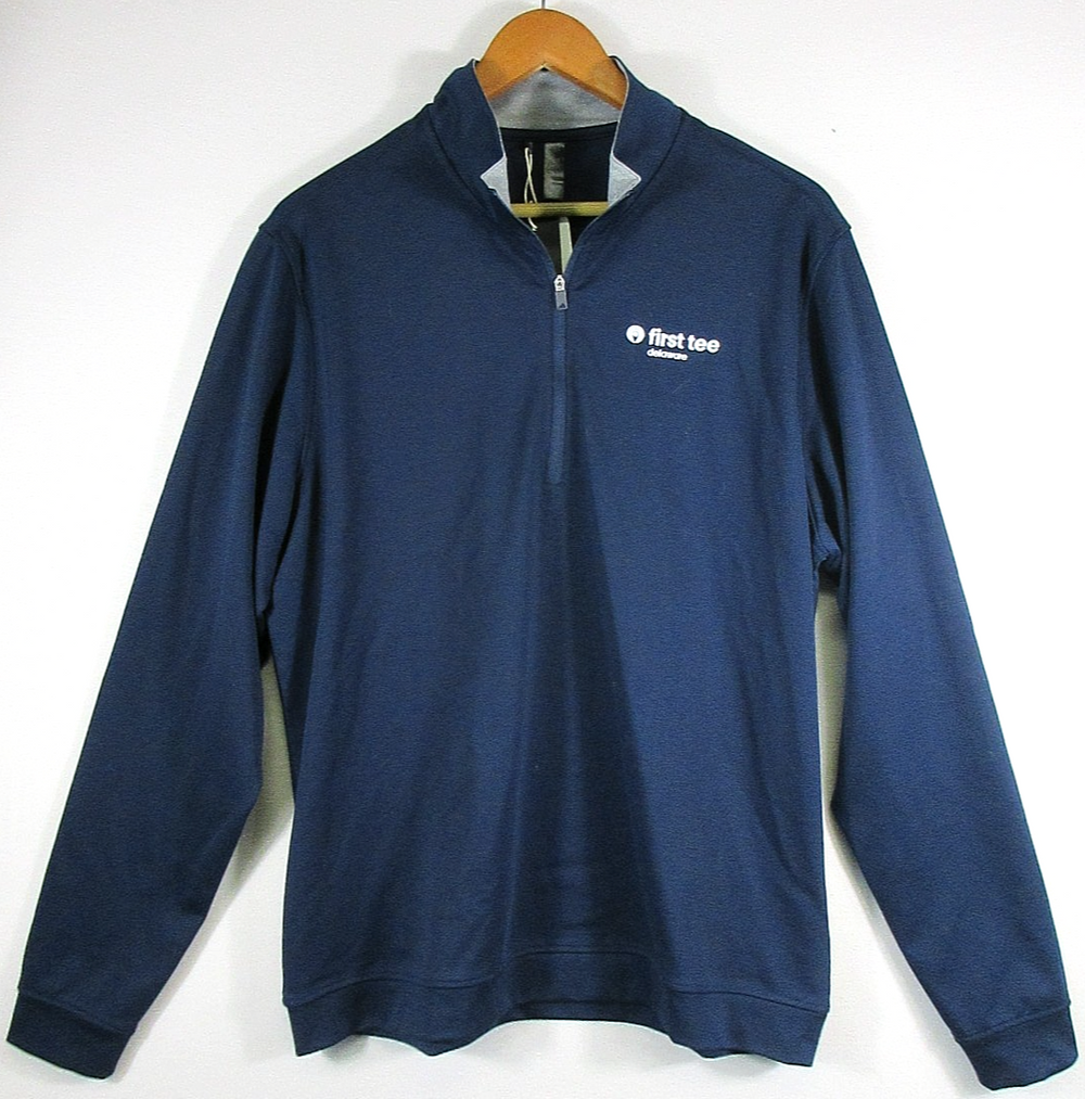 Adidas Mens Pullover Zip-Up Sweatshirt Long Sleeve Collared Size L Navy Blue