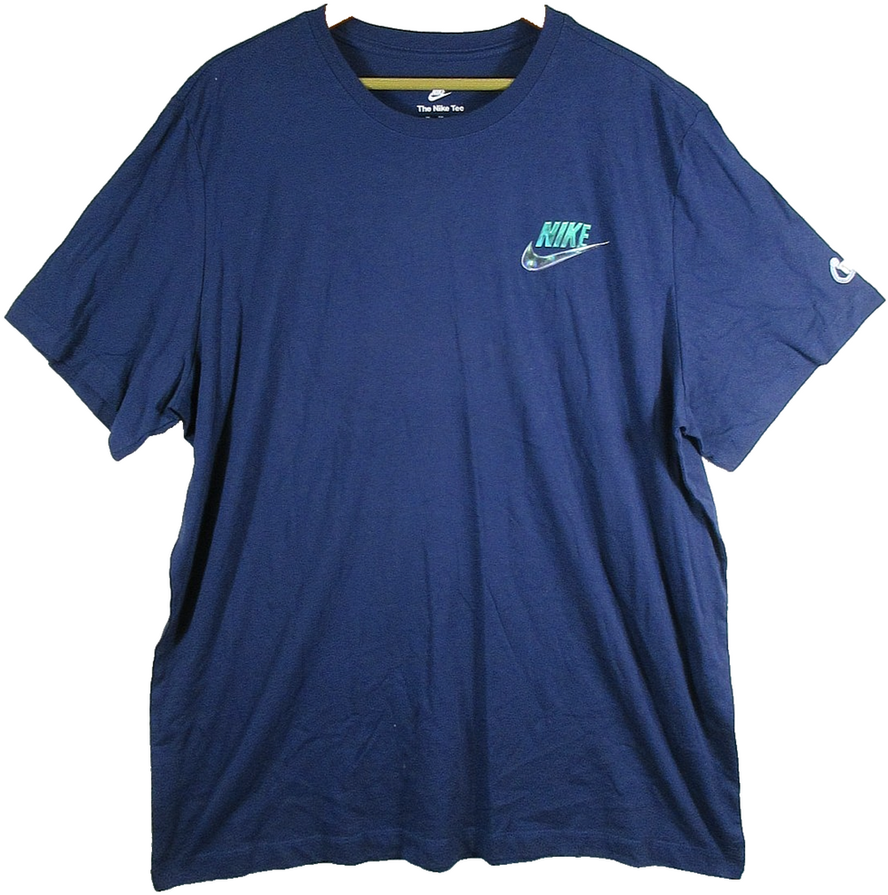 Nike Mens Crew Neck Logo Graphic T-Shirt Stretch Short Sleeve Size 2XL Blue