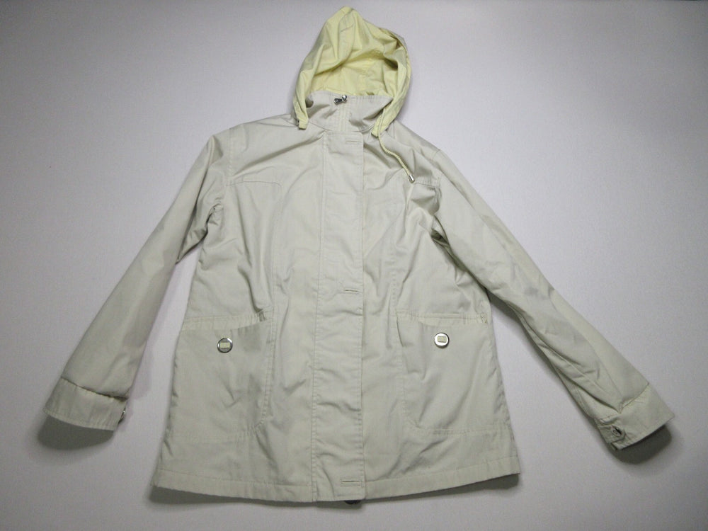 St. John's Bay Cream Removable Hood Windbreaker Jacket Long Sleeve Womens Size M