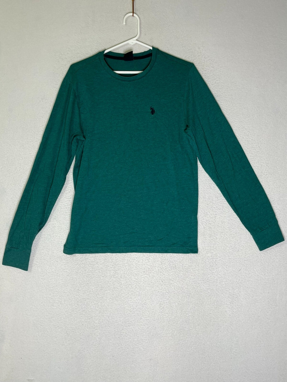 U.S. Polo Assn Green Crew Neck T Shirt Long Sleeve Embroidered Logo Mens Size S
