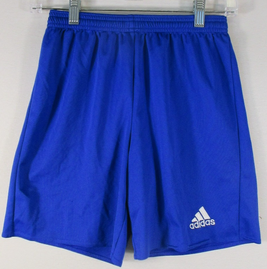Adidas Boys Pleated Climalite Shorts Elastic Waist Pockets Size L 13-14 Blue
