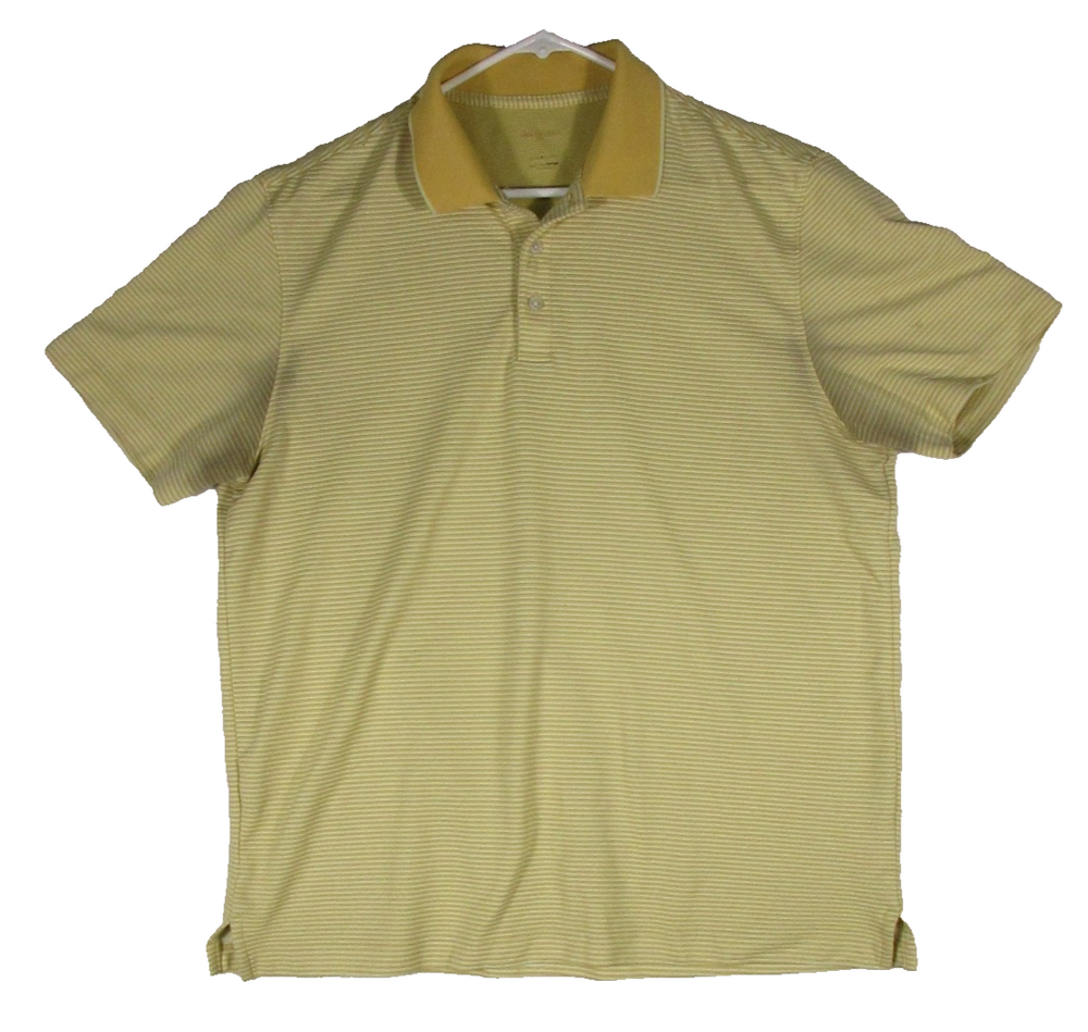 Van Heusen Mens Ribbed Polo Shirt Short Sleeve Collar Neck Size L Yellow