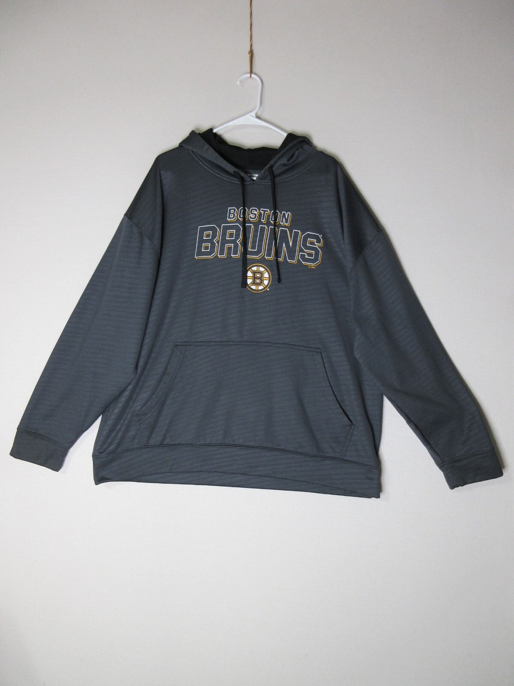 NHL Mens Striped Drawstring Hoodie Sweatshirt Long Sleeve Pockets Size 2XL Gray