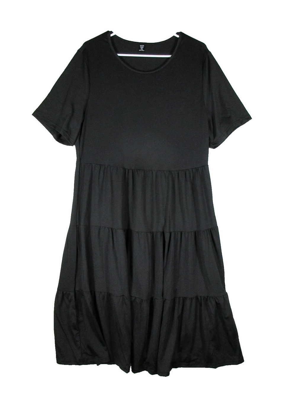 Shein Curve Womens Ruffle Hem Maxi Dress Crew Neck Short Sleeve Size 2XL Black