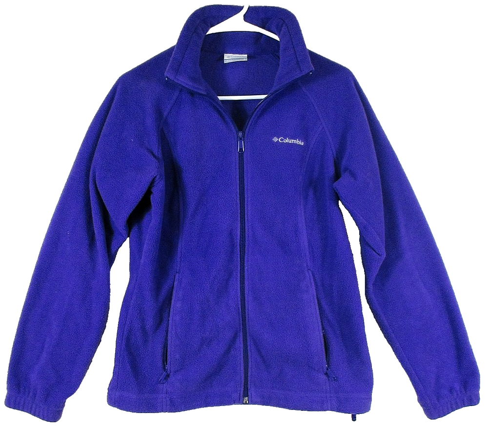 Columbia Womens Full Zip Fleece Jacket Long Sleeve Pockets Size S Purple