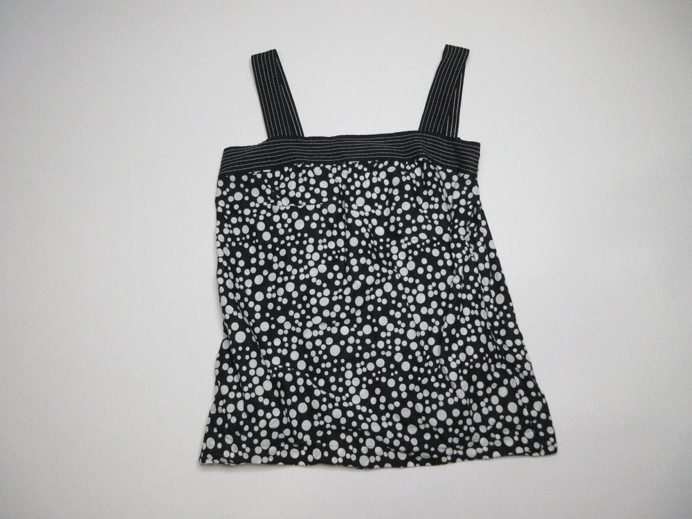 Ann Taylor LOFT Polka Dot Womens Sleeveless Blouse Wide Strap Size 10 Black