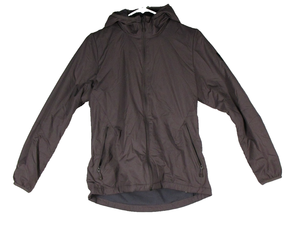 Reebok Mens Hooded Rain Jacket Long Sleeve Full Pockets Size S Brown