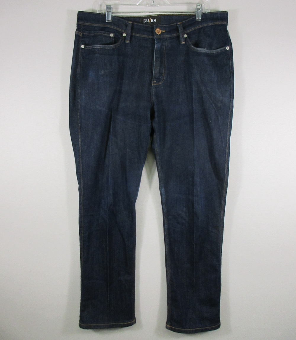DU/ER Mens High Rise Straight Jeans Button Fly Pockets Size 36 X 30 Blue