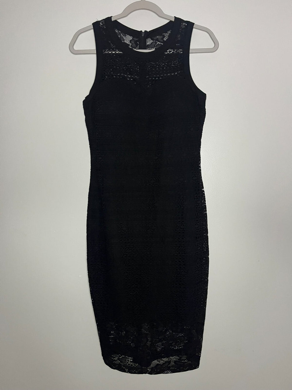 Guess Black Illusion Lace Sweetheart Bodycon Mini Dress Women's Size 12