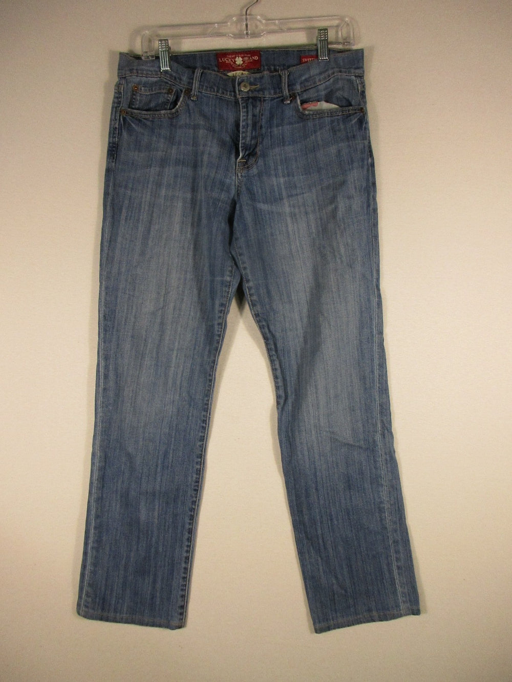 Lucky Brand Womens Stretch Denim Straight Jeans Mid Rise Pockets Size 10/30 Blue