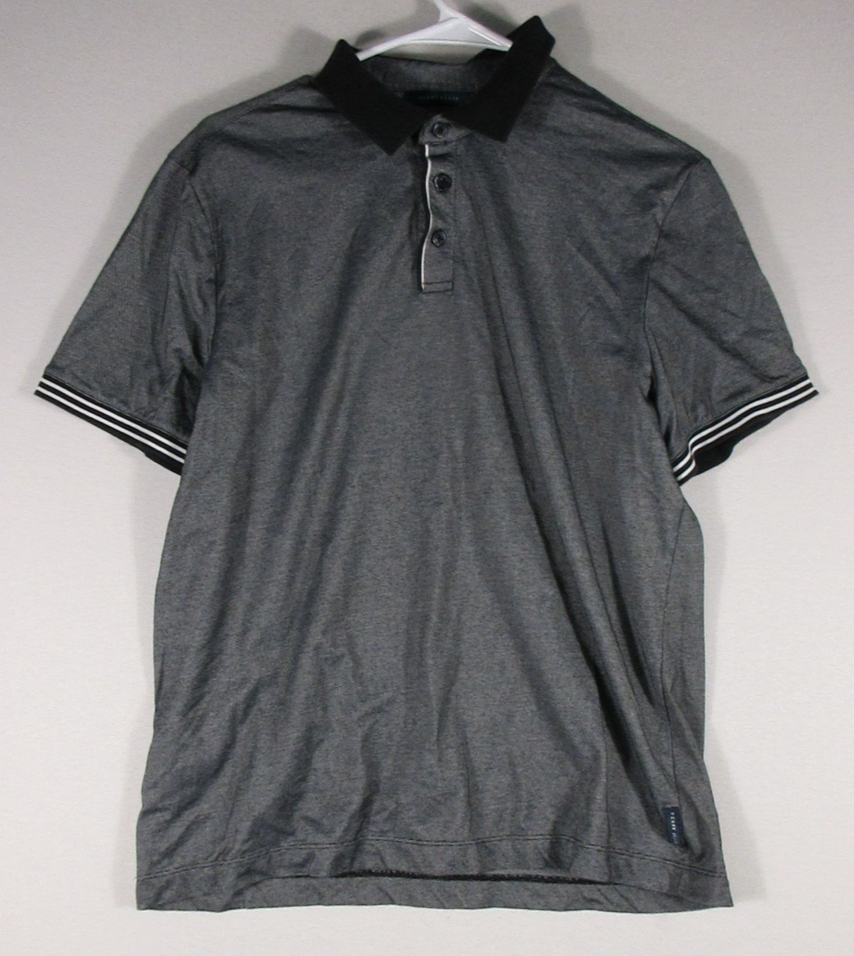 Perry Ellis Mens Button-Up Polo Shirt Short Sleeve Collared Size M Gray