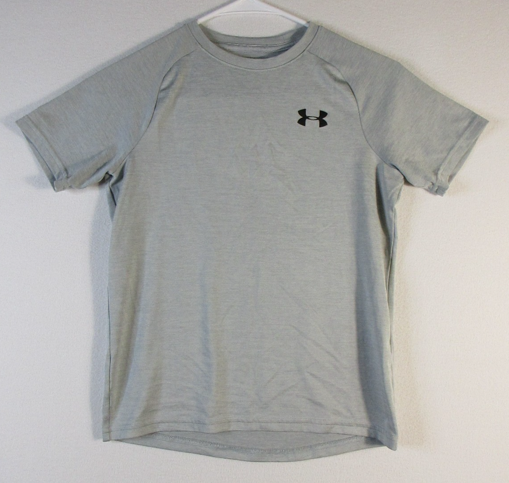 Under Armour Youth Boys Pullover T-Shirt Short Sleeve Crew Neck Size YMD Gray