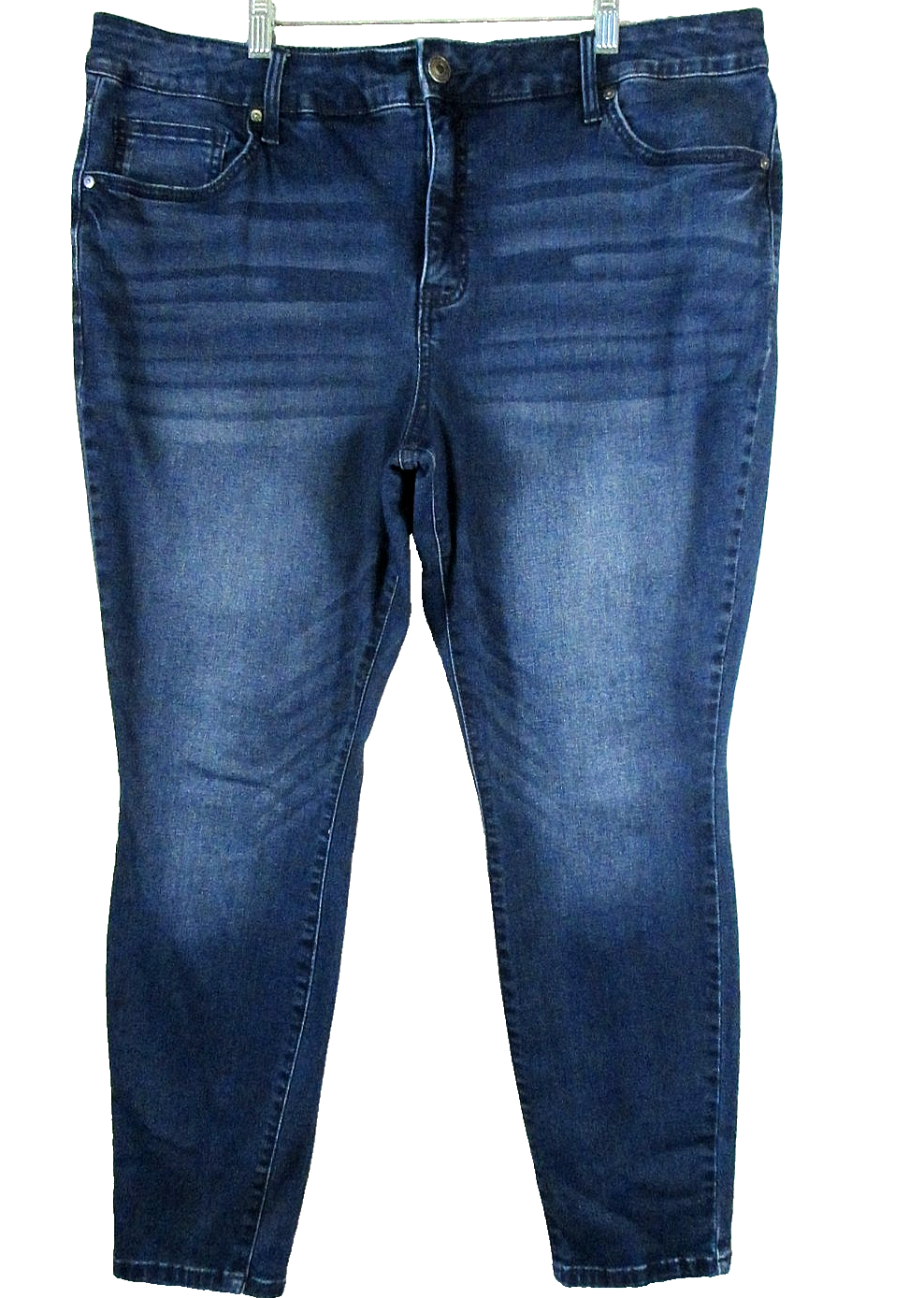 Terra & Sky Womens High Waist Super Skinny Jeans Button Fly Size 16W Blue