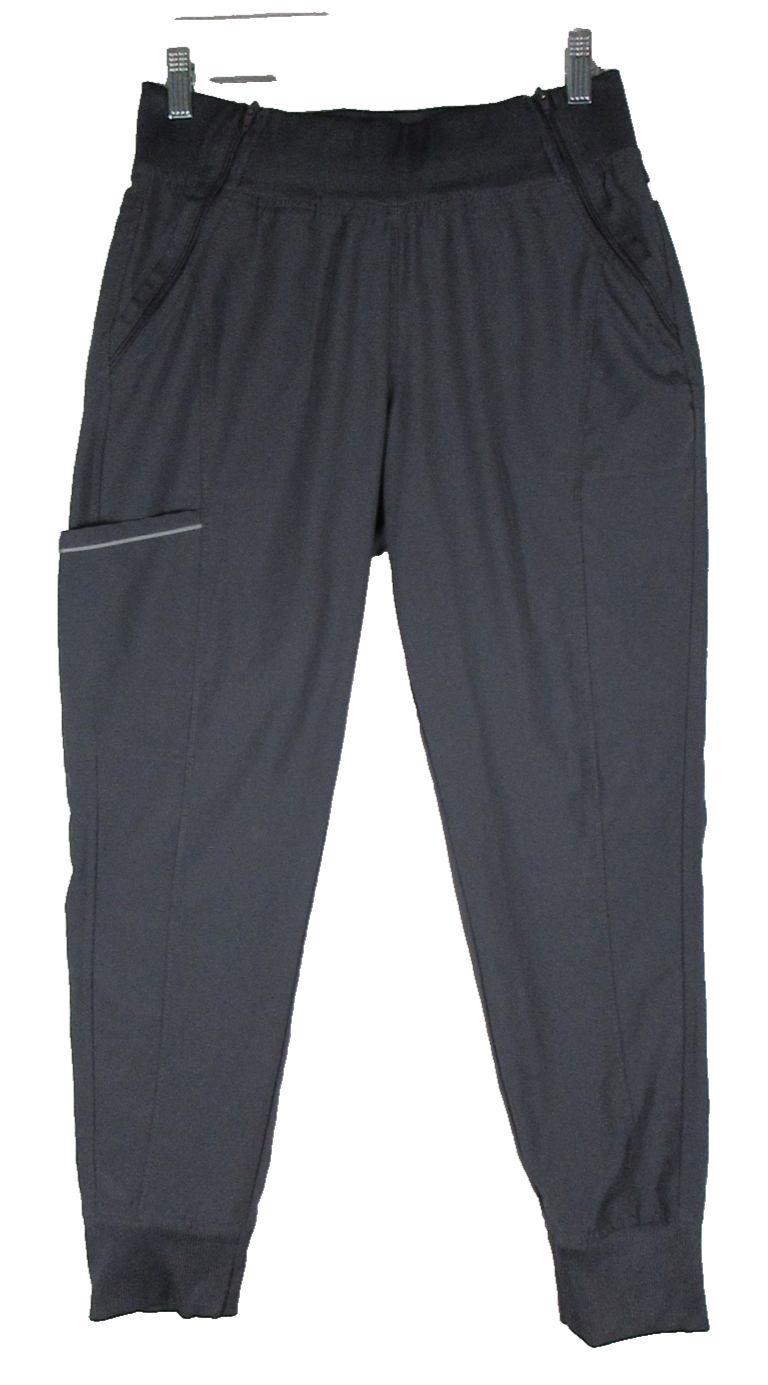 Unbranded Womens Jogger Pants High Rise Zip Pockets Tapered Leg Size S Gray