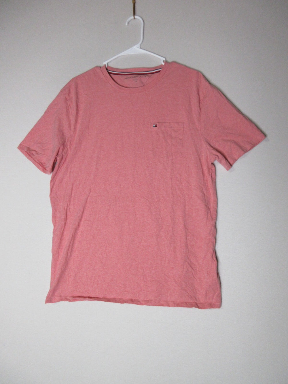 Tommy Hilfiger Mens Classic Fit Crew Neck T-Shirt Short Sleeve Pockets Sz L Pink