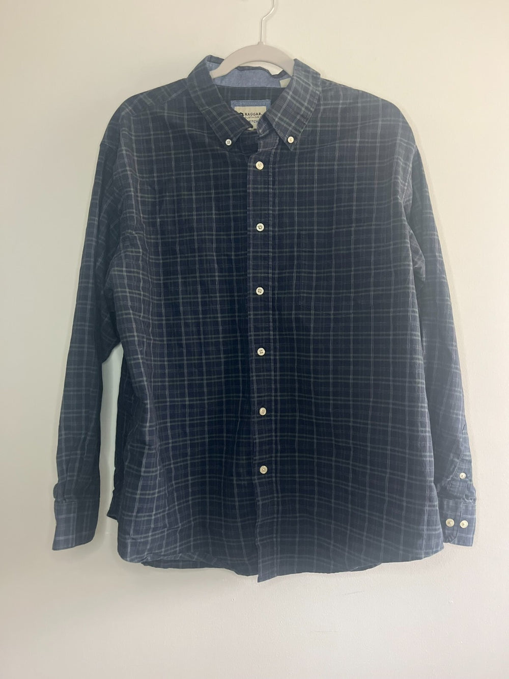 Haggar Clothing Multicolor Flannel Button Up Men's Size XL Stretch