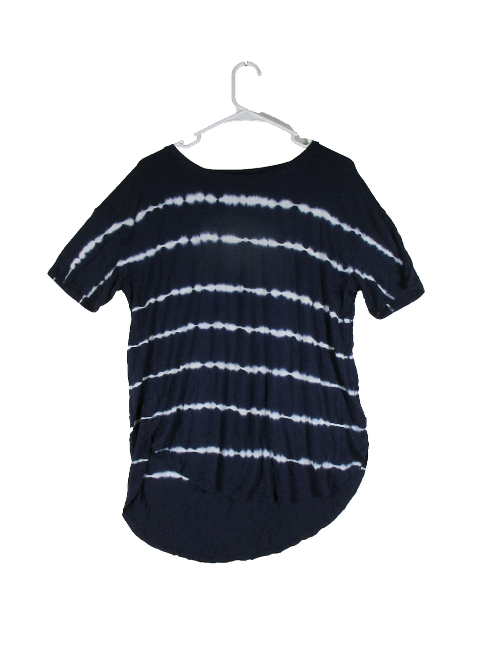 Time & Tru Womens Round Neck Tunic Top Tie-Dye Short Sleeve Size S Blue