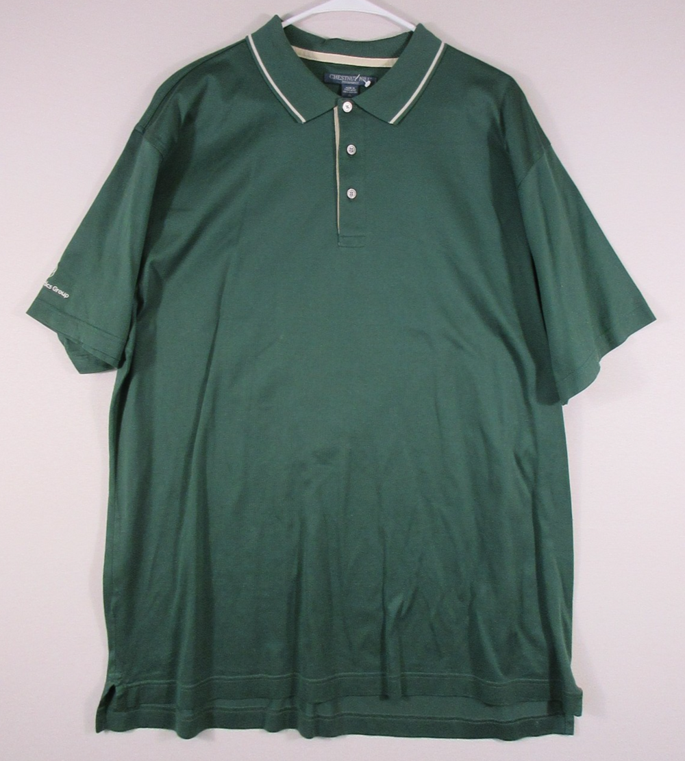 Chestnut Hill Mens Button-Up Polo Shirt Short Sleeve Collared Size XL Green
