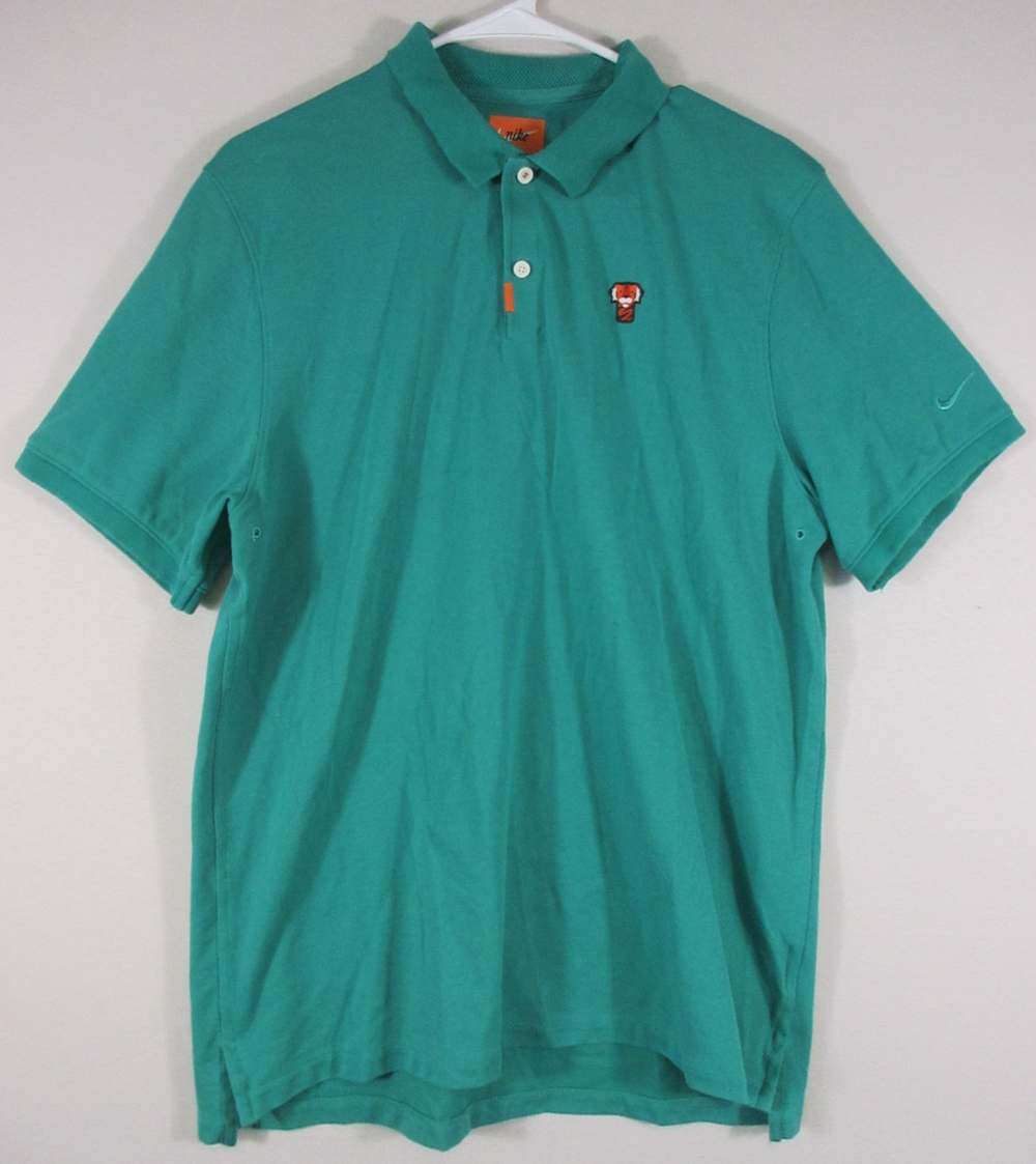 Nike Dri-Fit Mens Button Front Polo Shirt Short Sleeve Collared Size M Green