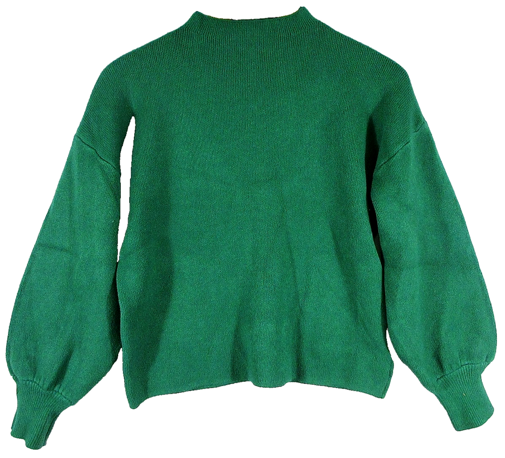 Vici Womens Pullover Mock Neck Knit Sweater Balloon Sleeve Size S Green