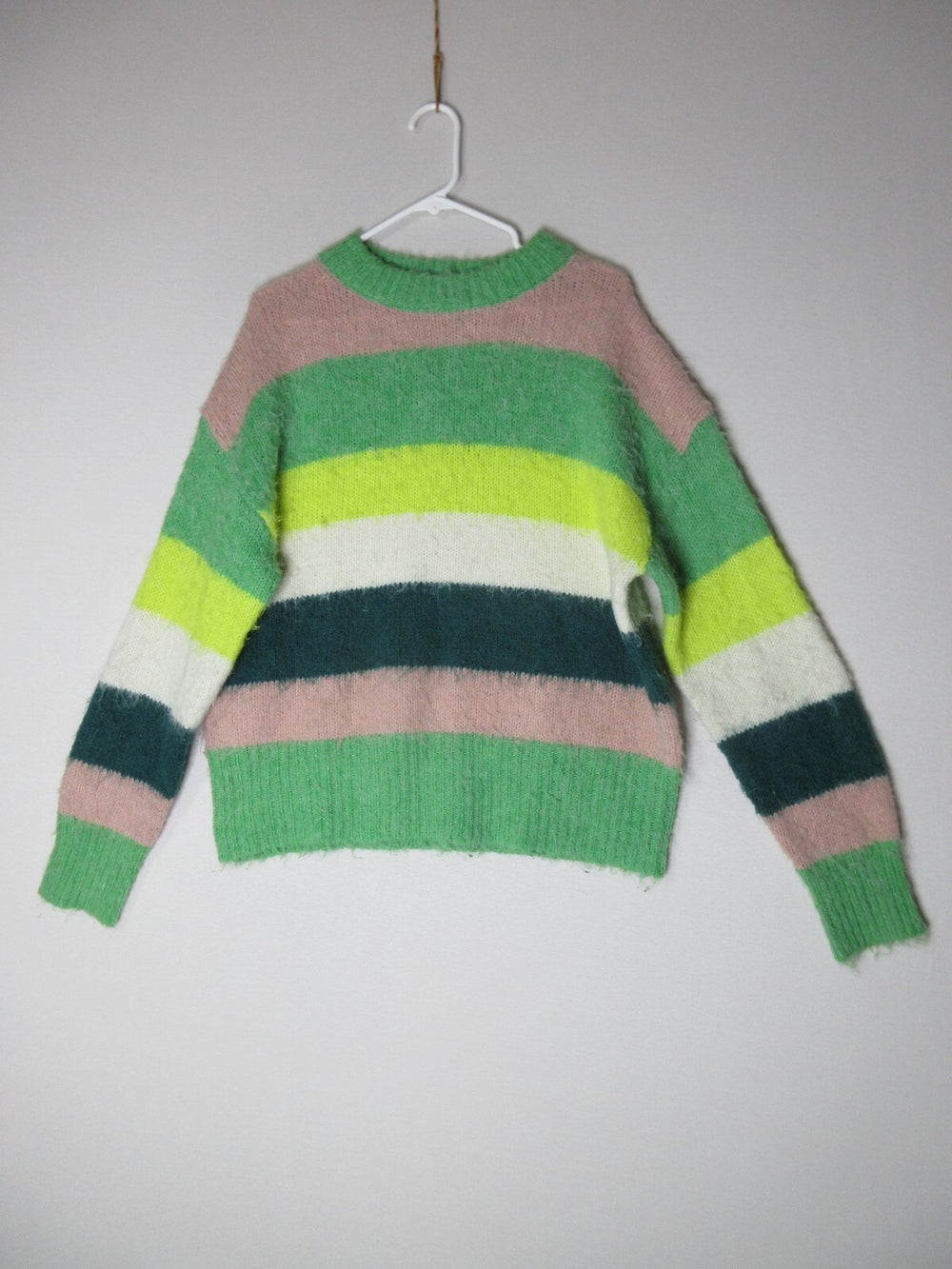 A New Day Womens Striped Brushed Crew Neck Sweater Long Sleeve Sz XL Multicolor