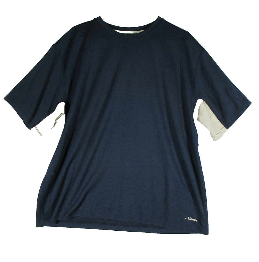 L.L Bean Mens Colorblock Basic T-Shirt Crew Neck Short Sleeve Size XL Black