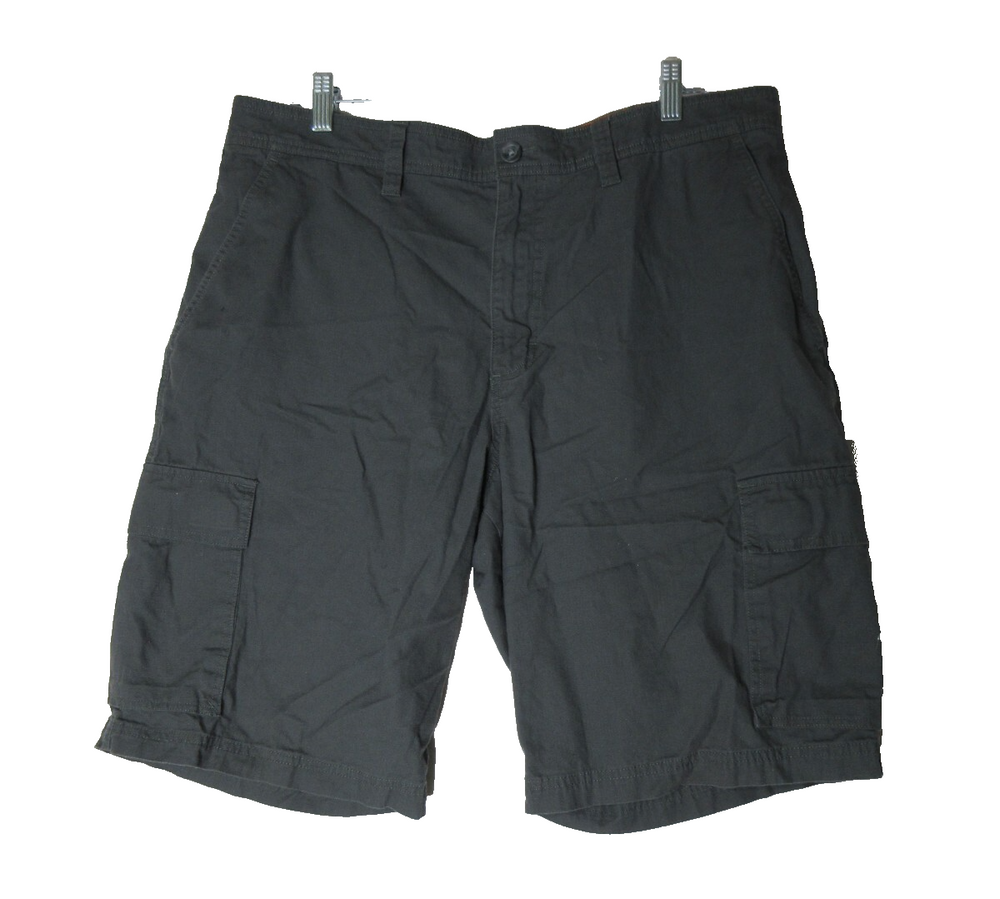 Eddie Bauer Mens Flat Front High Rise Cargo Shorts Slash Pockets Size 36 Gray