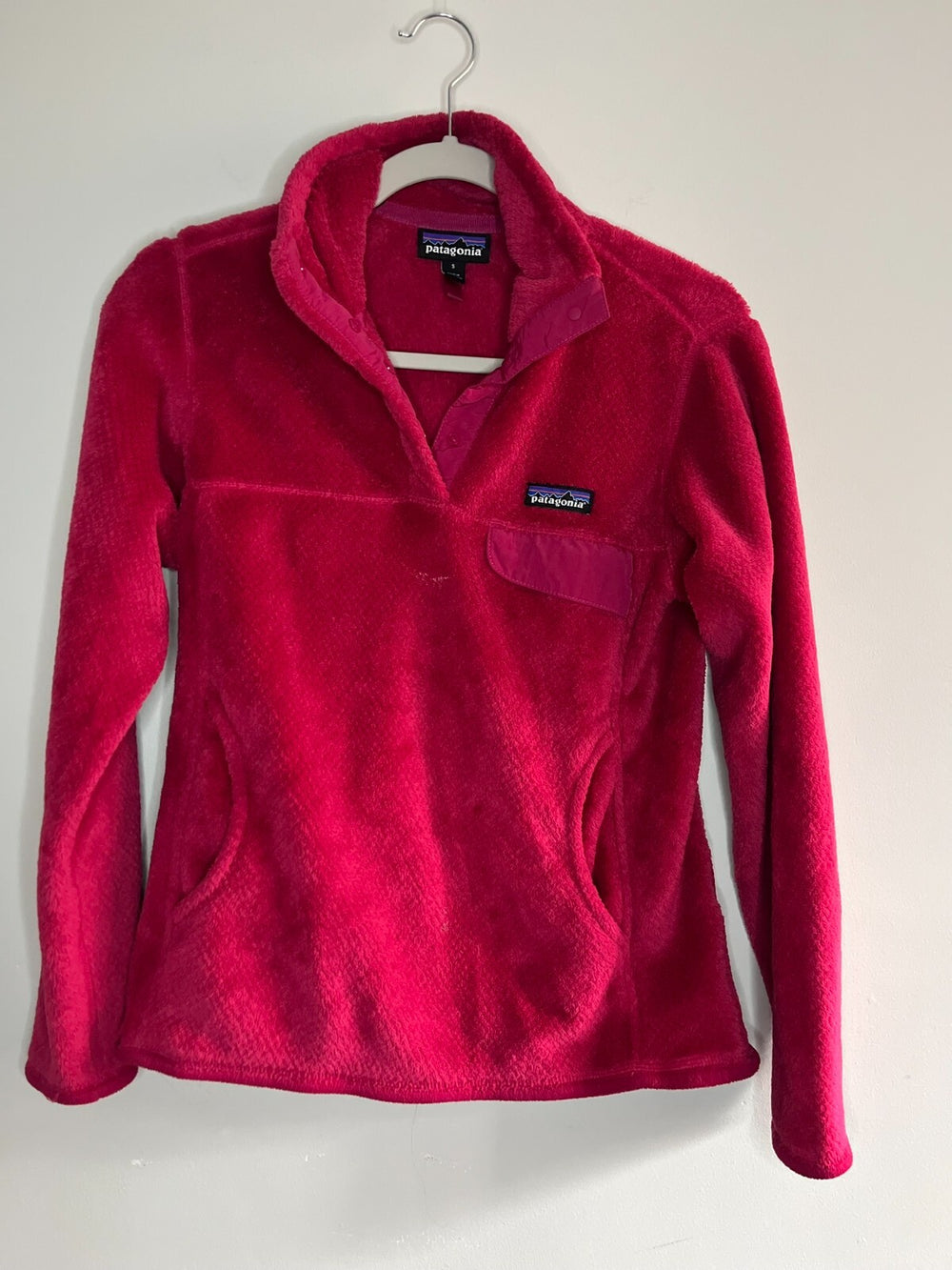 Patagonia Magenta Quarter Zip Long Sleeve Pullover Sweater Pockets High Neck S